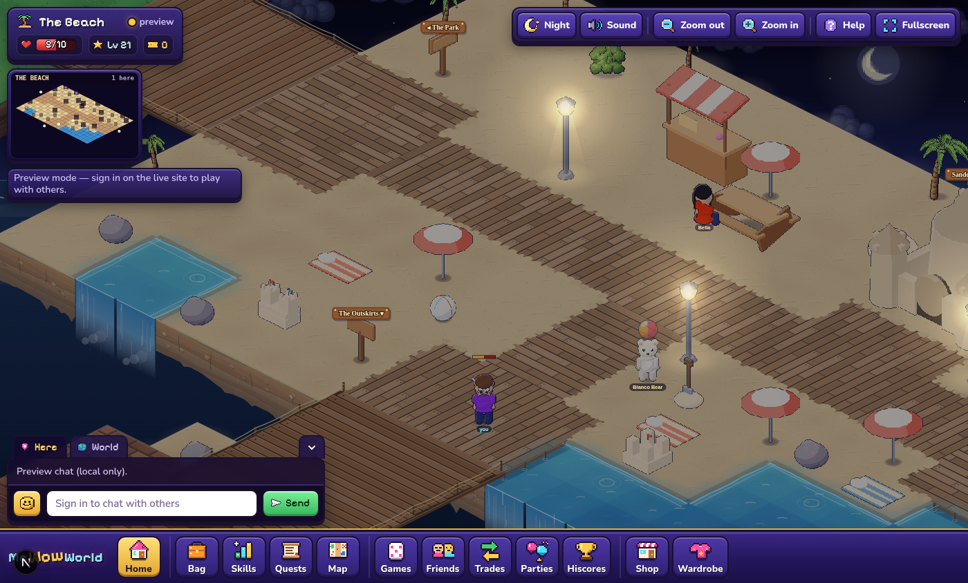 The Beach at night.